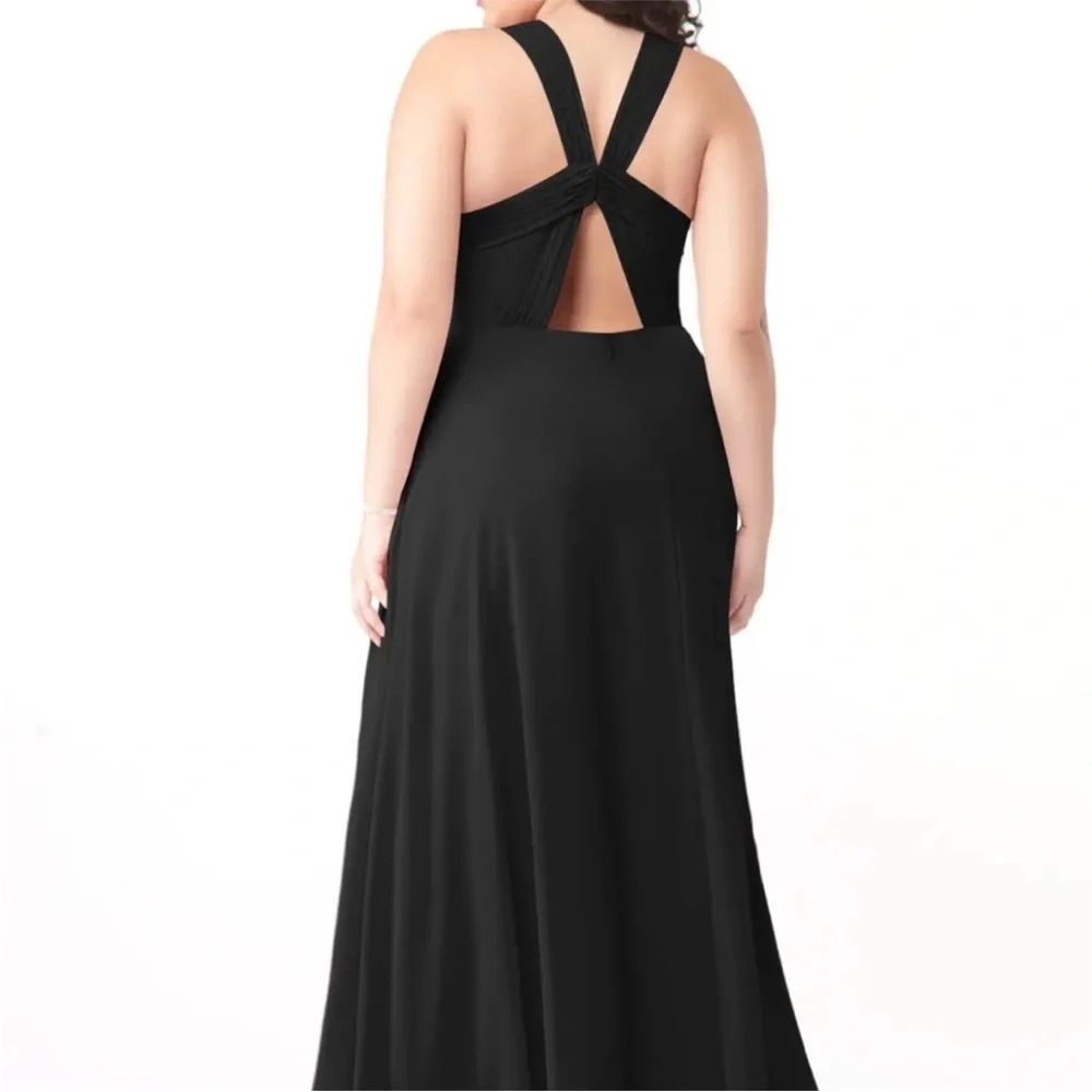 Azazie Jane Elegant Black Evening Gown - Chiffon - Picture 5 of 10